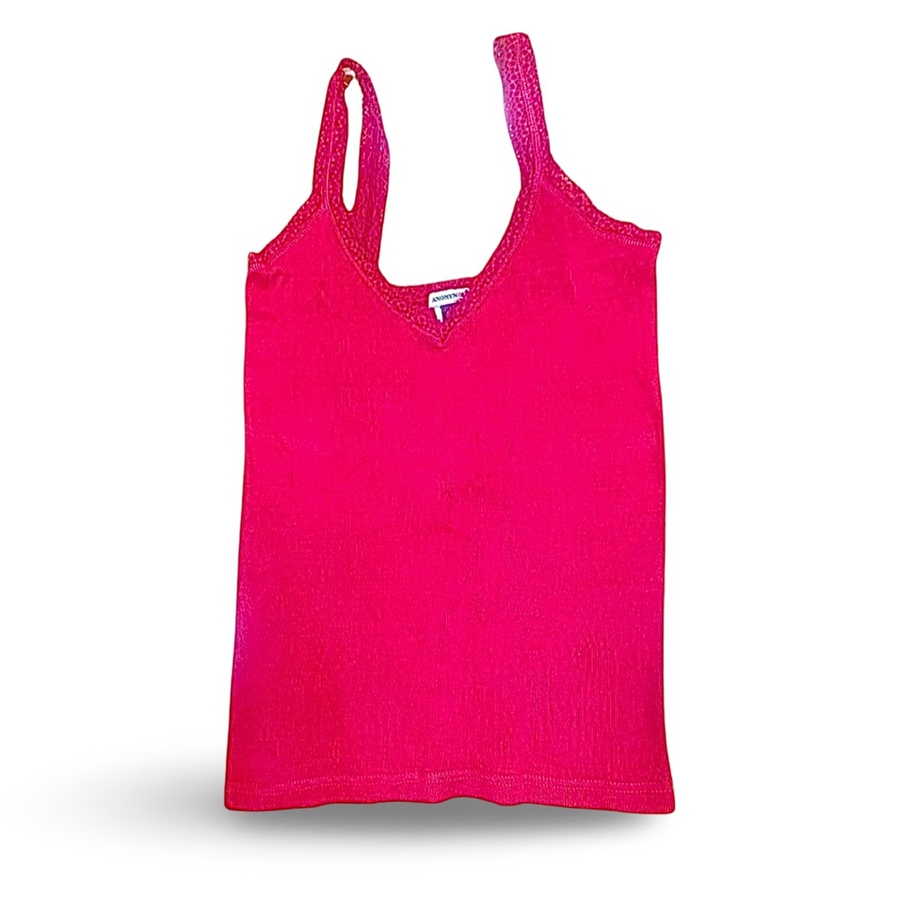 NWOT Anonymous magenta pink camisole tank with lace straps Size S/M